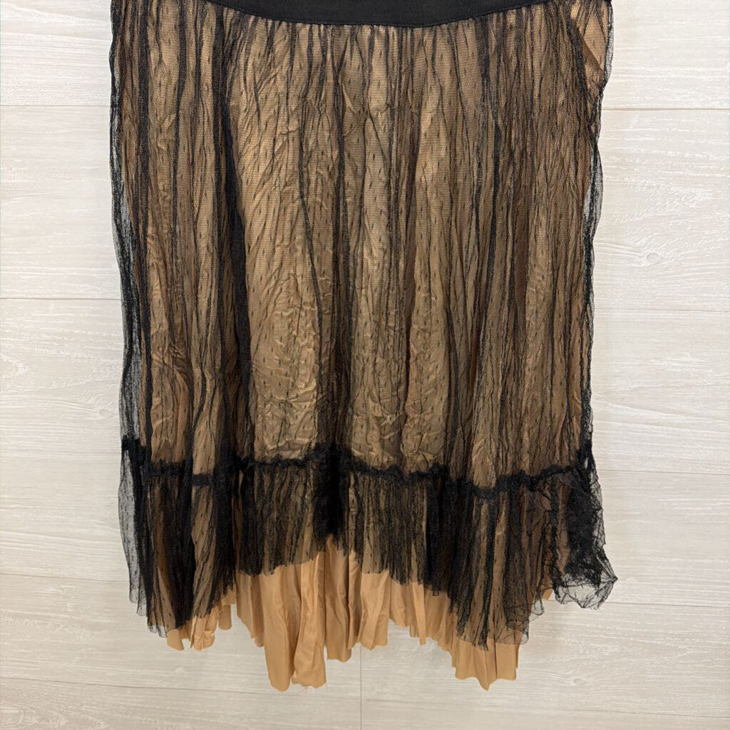 Ryu Black/ Beige Layered Lace Sleeveless Dress Large