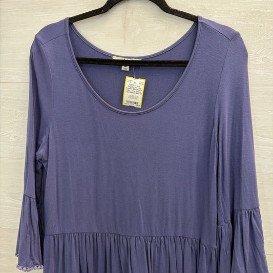 Ya Los Angeles Blue Ruffle Hem Long Sleeve Top Medium