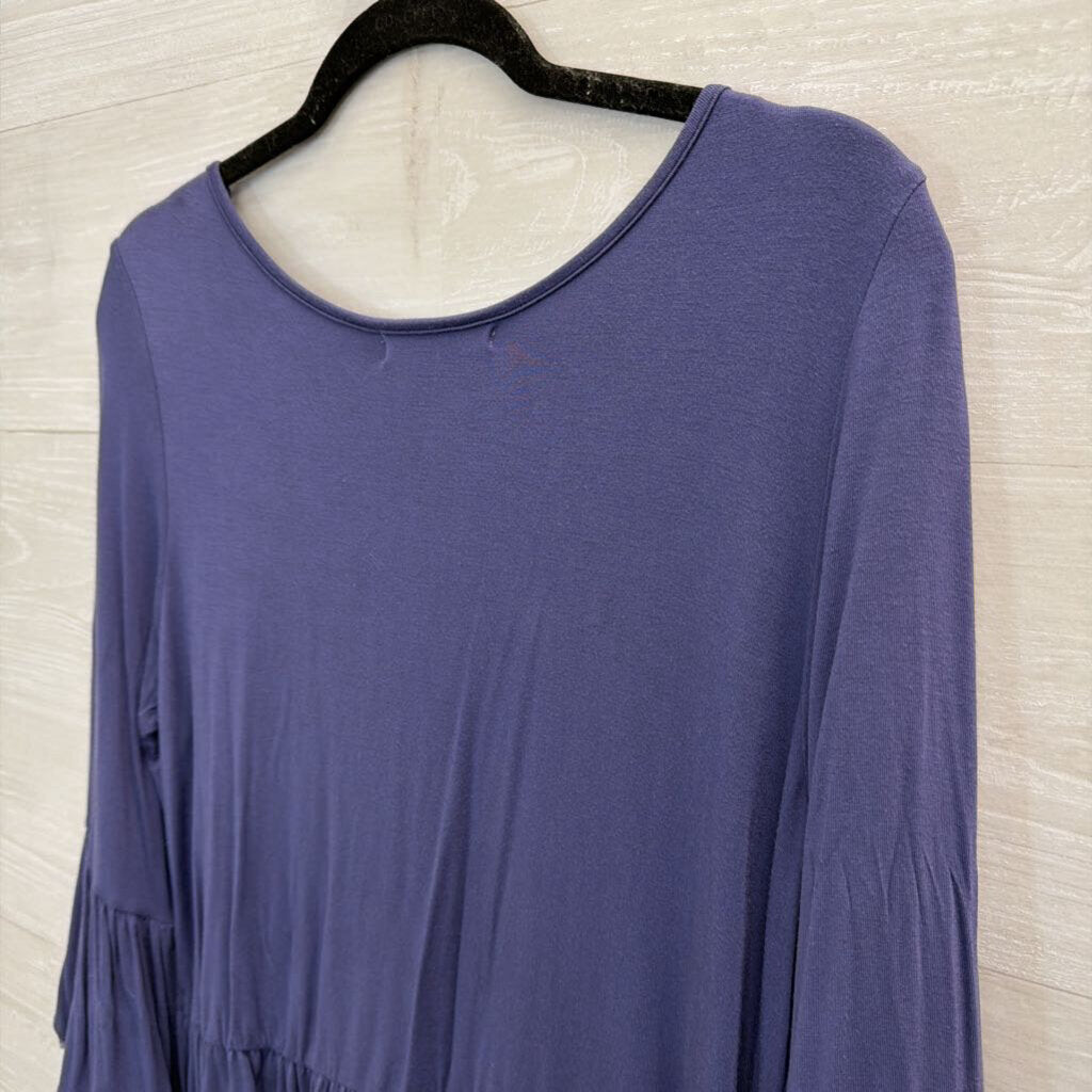 Ya Los Angeles Blue Ruffle Hem Long Sleeve Top Medium