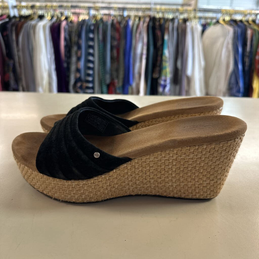Ugg Brown/ Black Alvina Wedge Sandals 8
