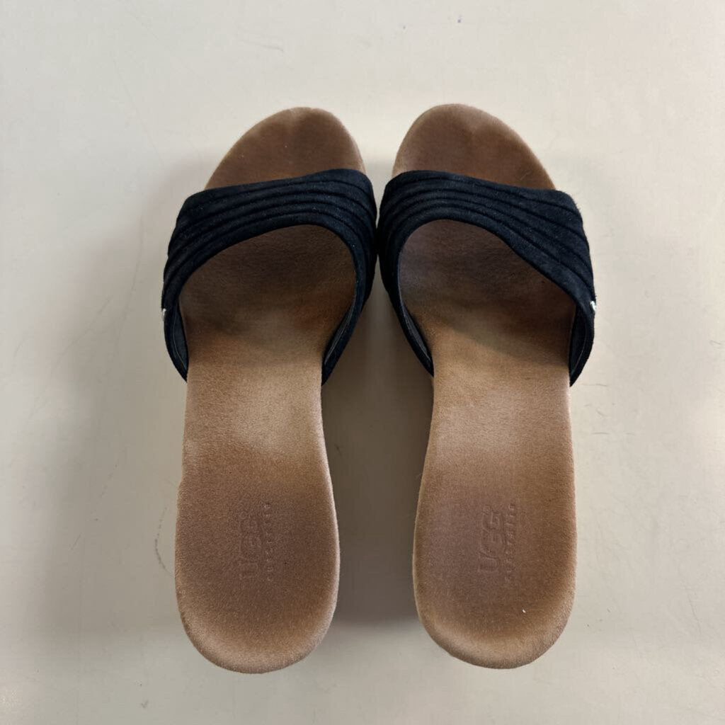 Ugg Brown/ Black Alvina Wedge Sandals 8