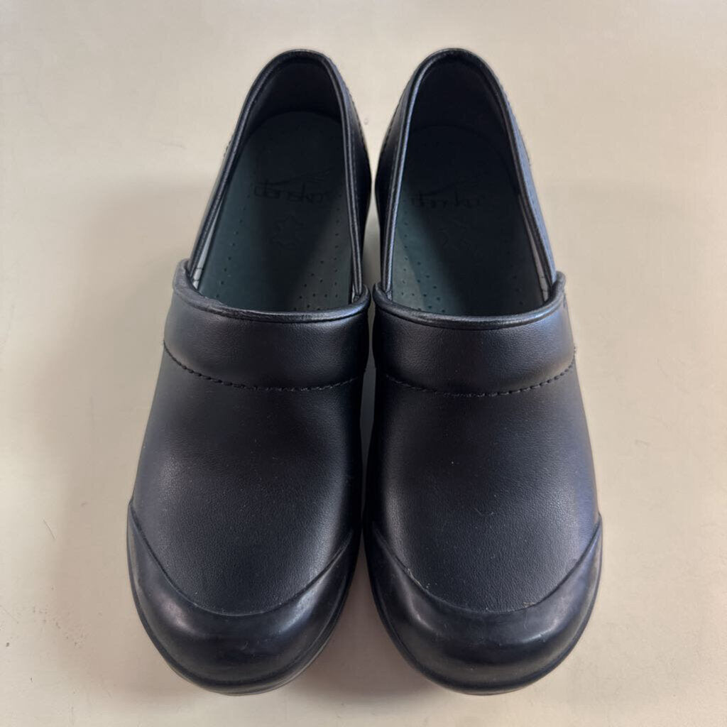 Dansko Black Leather Volley Clogs 37