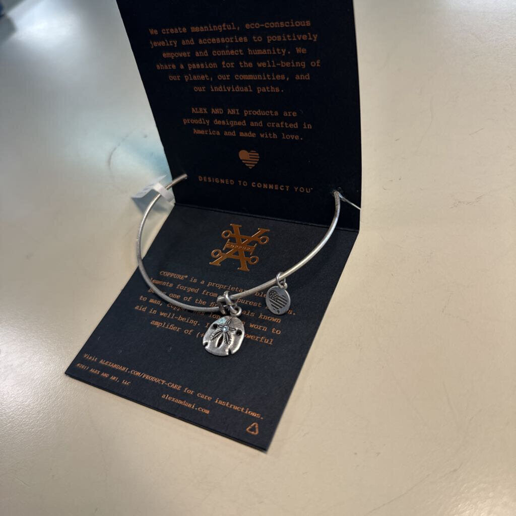 Alex and Ani Silver Sand Dollar Charm Bracelet
