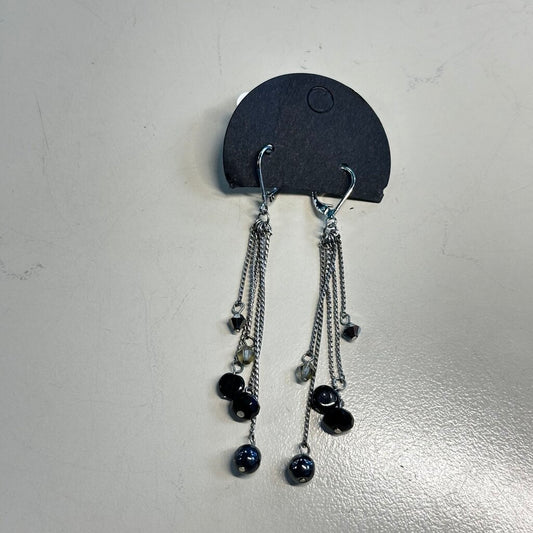 Silver/ Black Bead Dangle Earrings