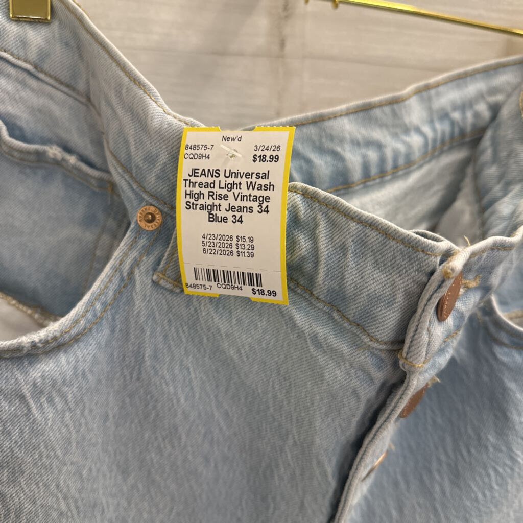 Light Wash High Rise Vintage Straight Jeans 34