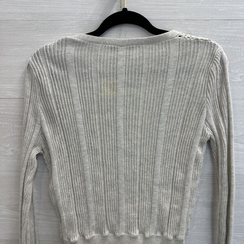 Cotton by Autumn Cashmere Grey Crochet Lace Cardigan Sweater Small
