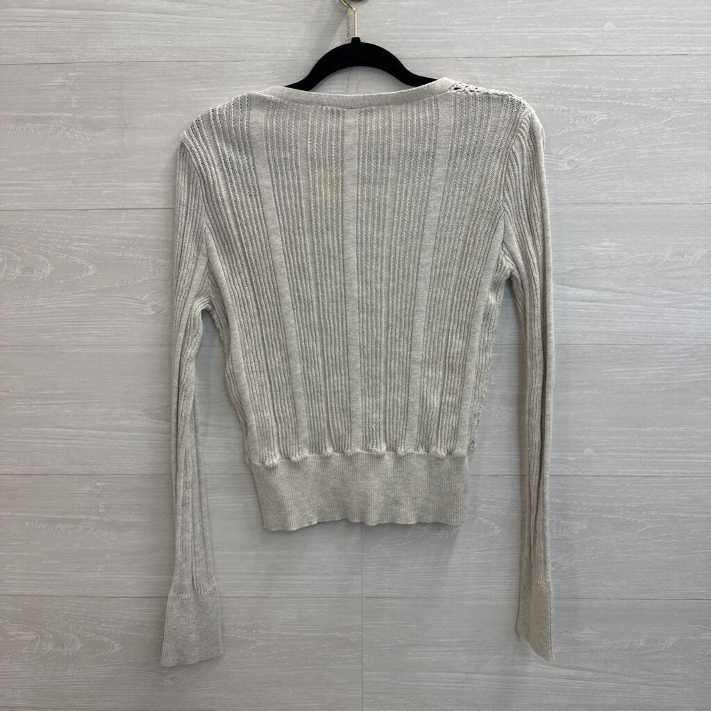 Cotton by Autumn Cashmere Grey Crochet Lace Cardigan Sweater Small