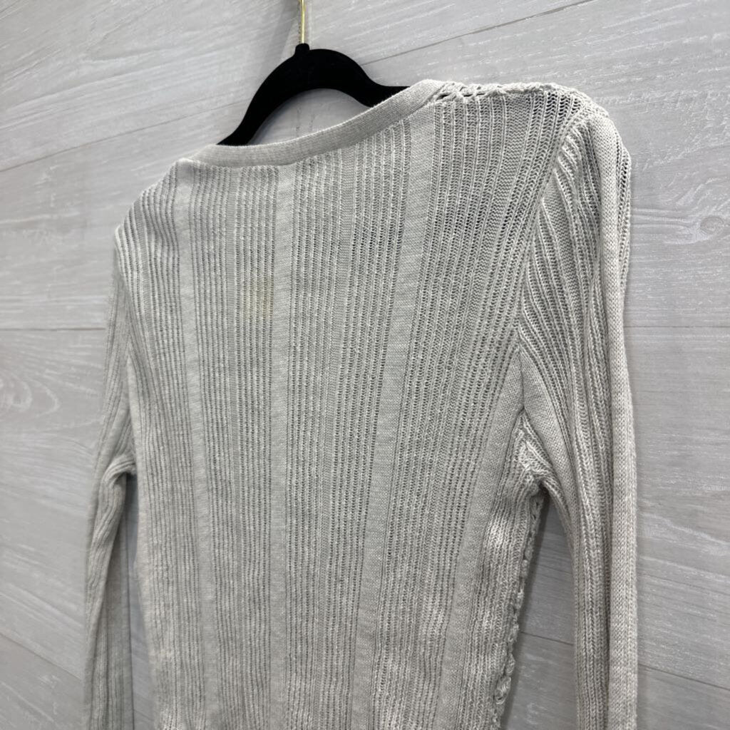 Cotton by Autumn Cashmere Grey Crochet Lace Cardigan Sweater Small