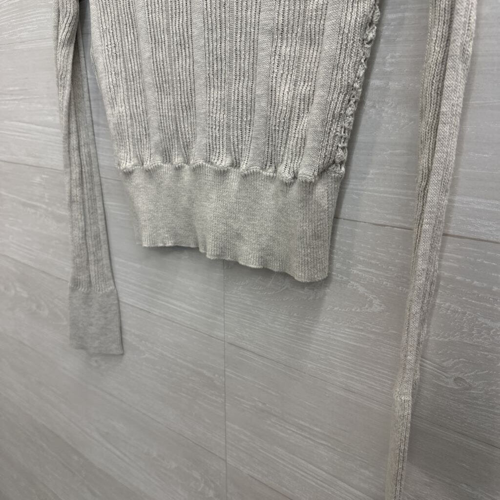 Cotton by Autumn Cashmere Grey Crochet Lace Cardigan Sweater Small