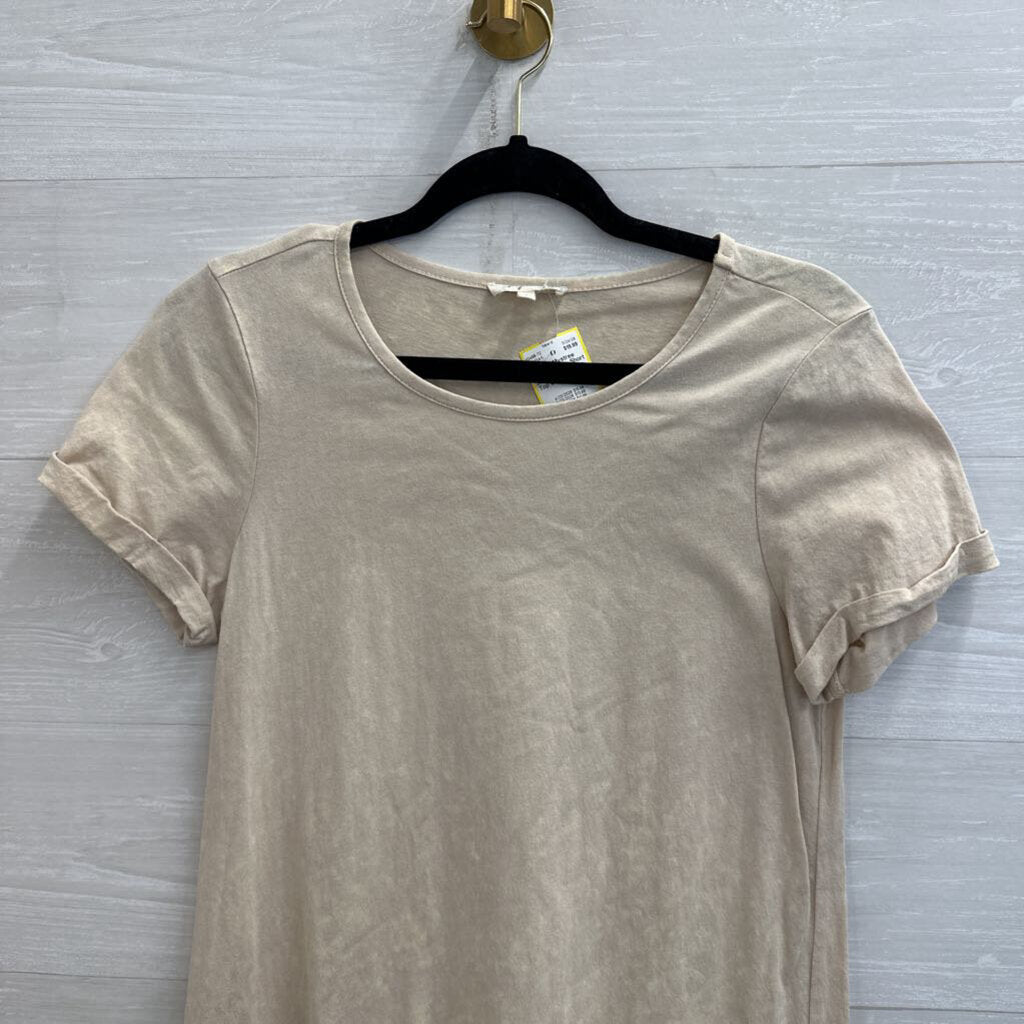 Mystree Beige Short Sleeve Ruffle Hem Top Small