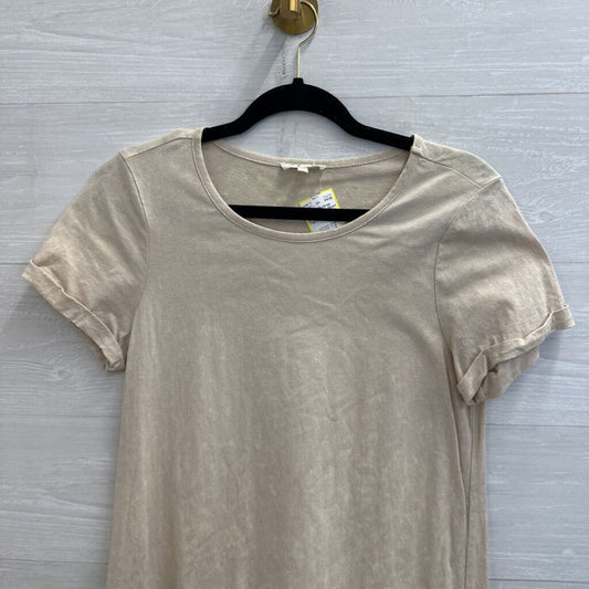 Mystree Beige Short Sleeve Ruffle Hem Top Small