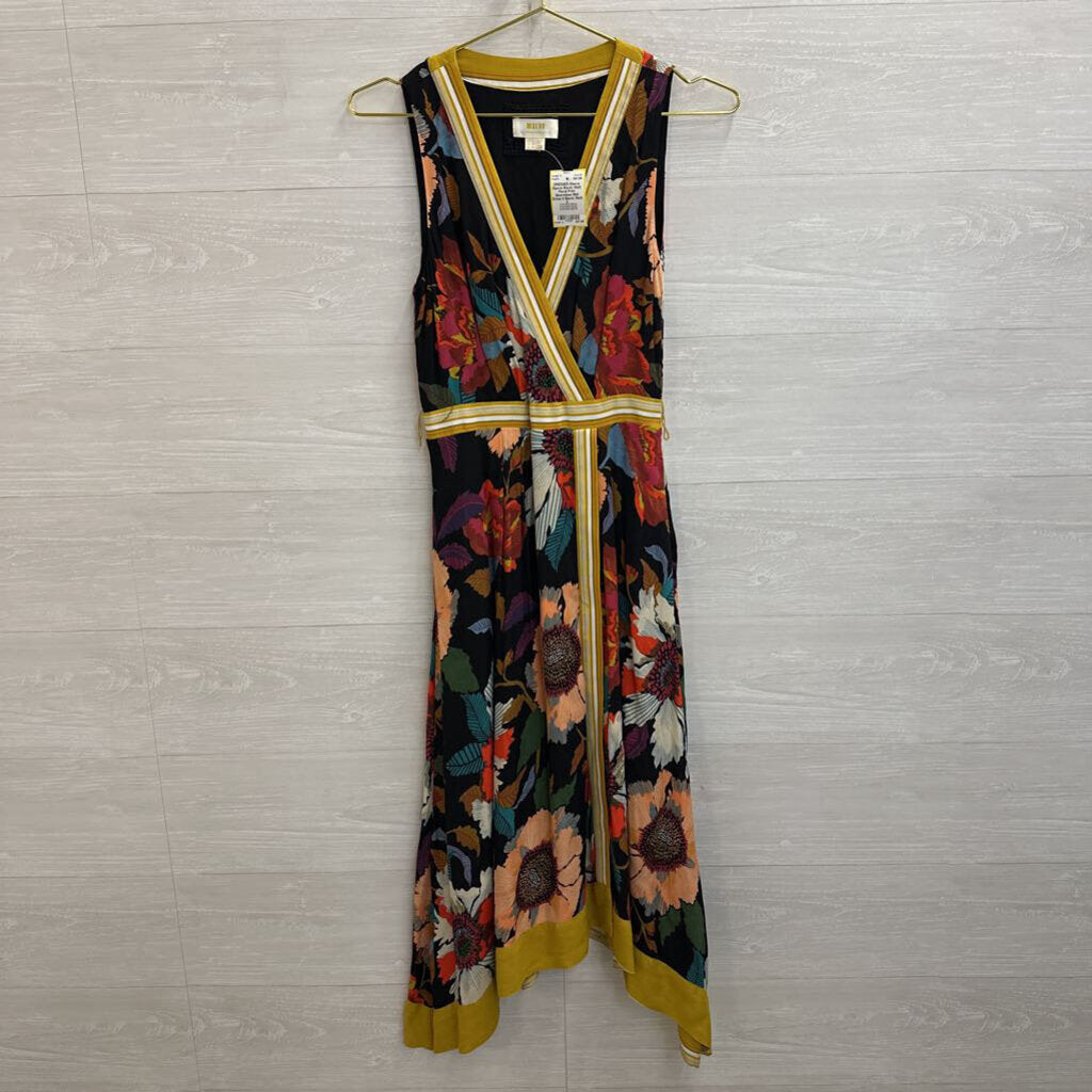 Maeve Black/ Multi Floral Print Sleeveless Midi Dress 0