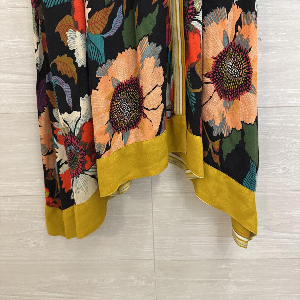 Maeve Black/ Multi Floral Print Sleeveless Midi Dress 0