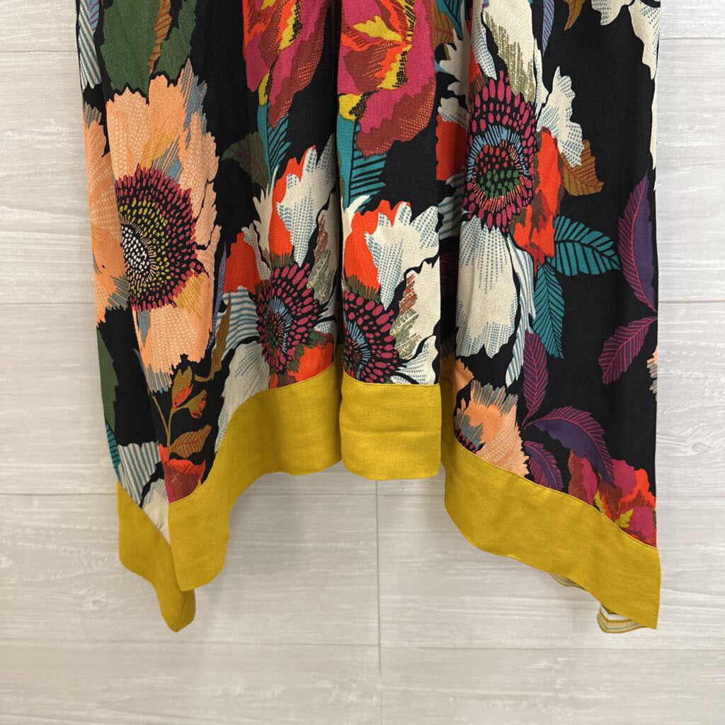 Maeve Black/ Multi Floral Print Sleeveless Midi Dress 0