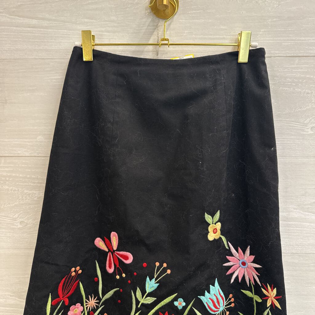 Harolds Black/ Multi Embroidered Hem Skirt 2