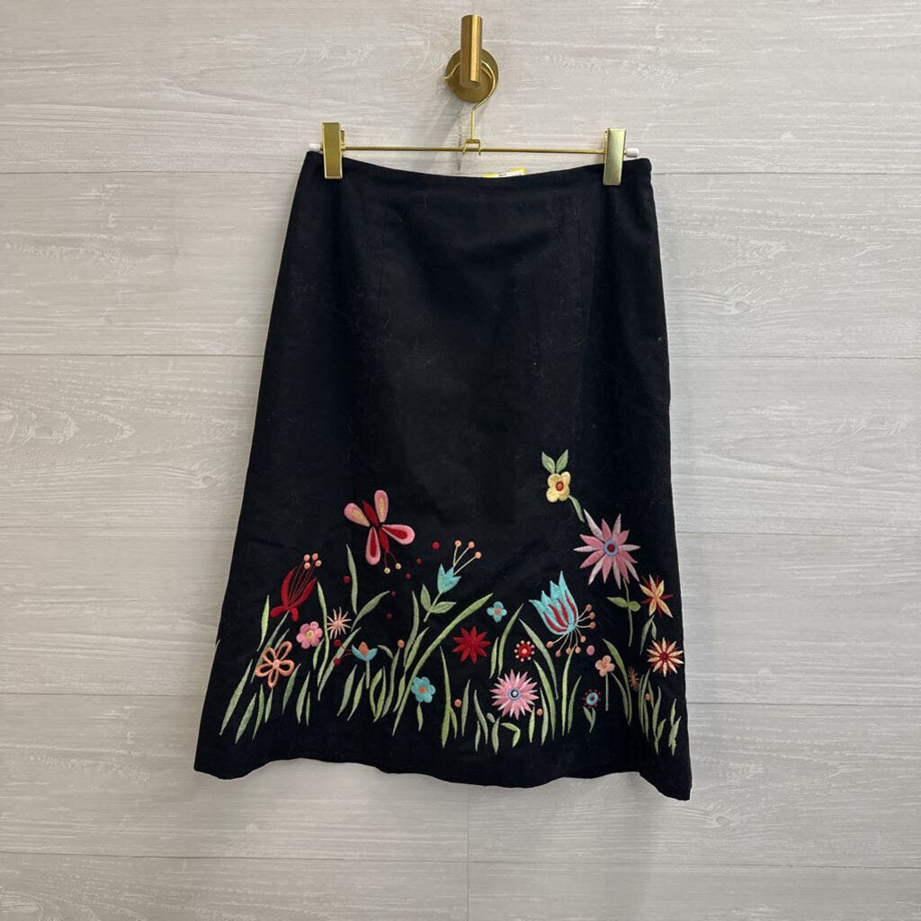 Harolds Black/ Multi Embroidered Hem Skirt 2