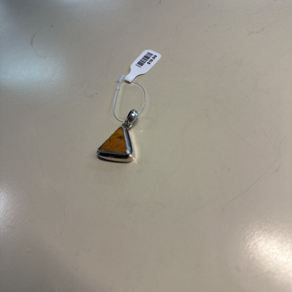 Silver/ Yellow Triangle Stone Pendant