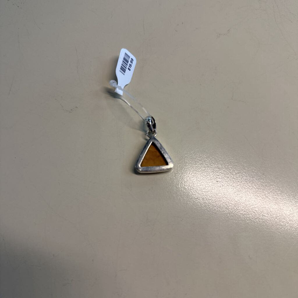 Silver/ Yellow Triangle Stone Pendant