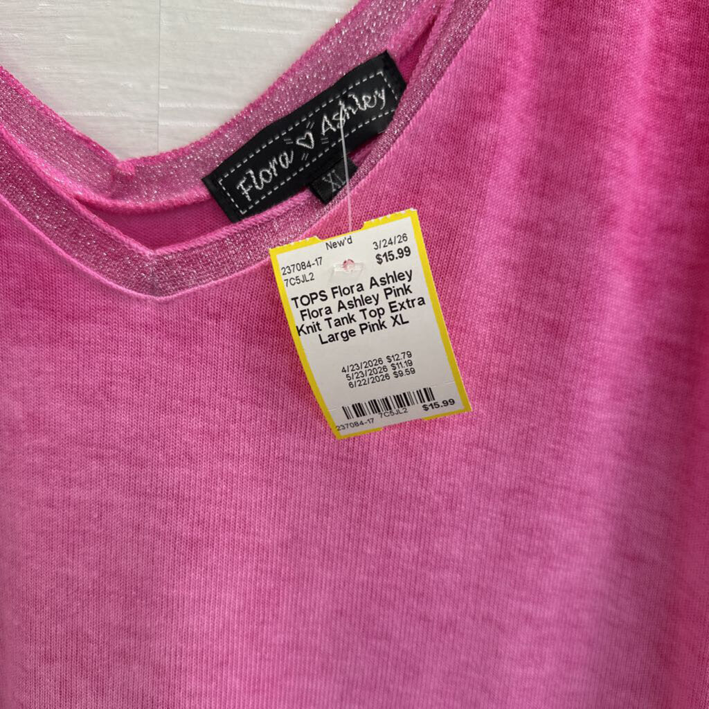Flora Ashley Pink Knit Tank Top Extra Large