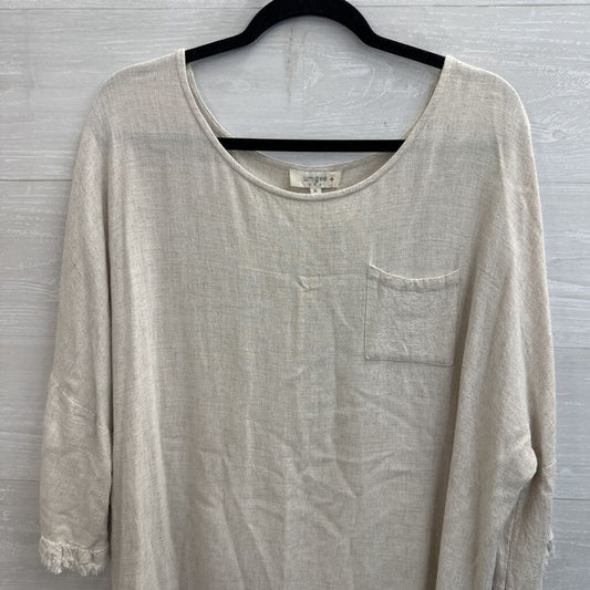 Umgee Beige Fringe Hem Long Sleeve Top Extra Large