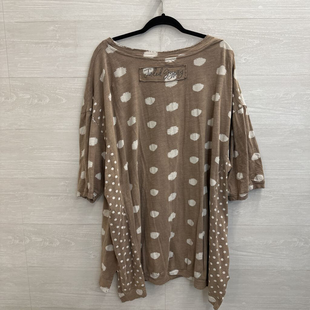 Jaded Gypsy Brown/ White Short Sleeve Top Small/ Medium