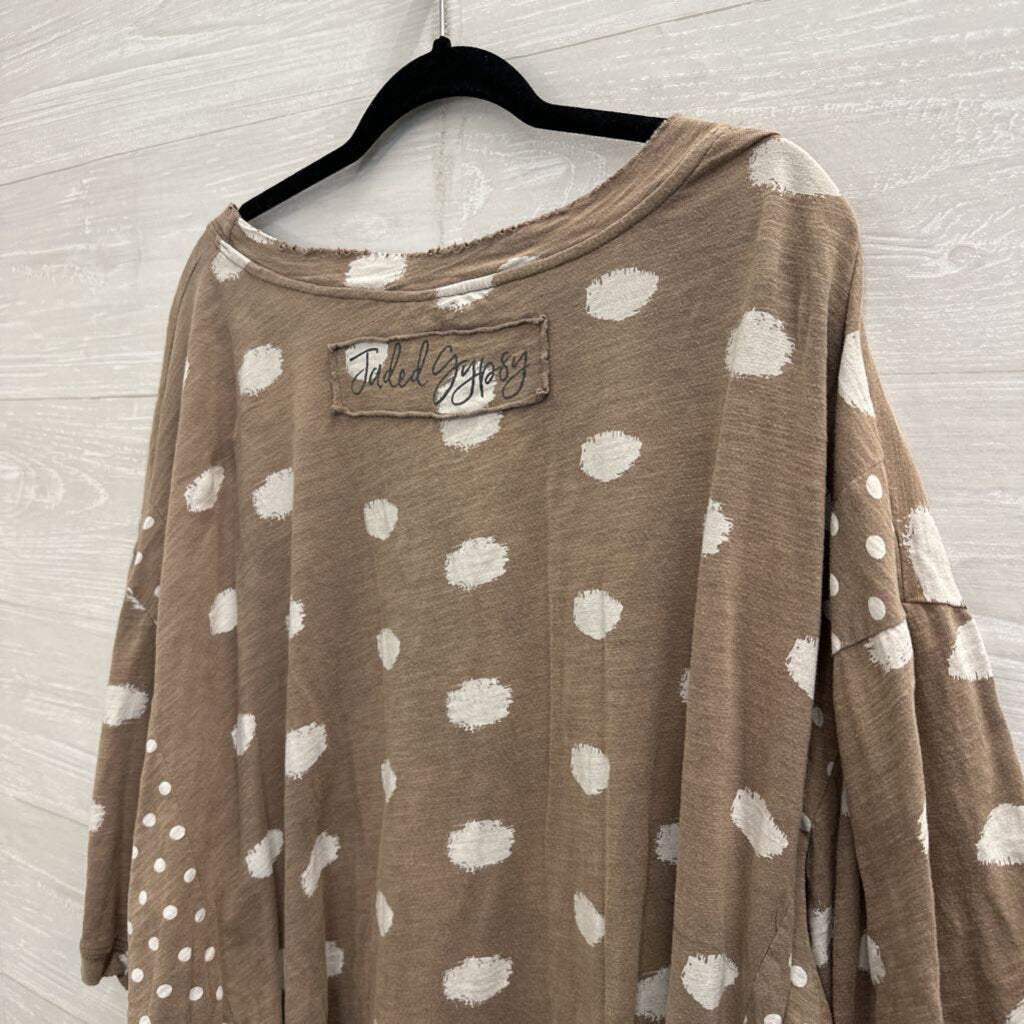 Jaded Gypsy Brown/ White Short Sleeve Top Small/ Medium