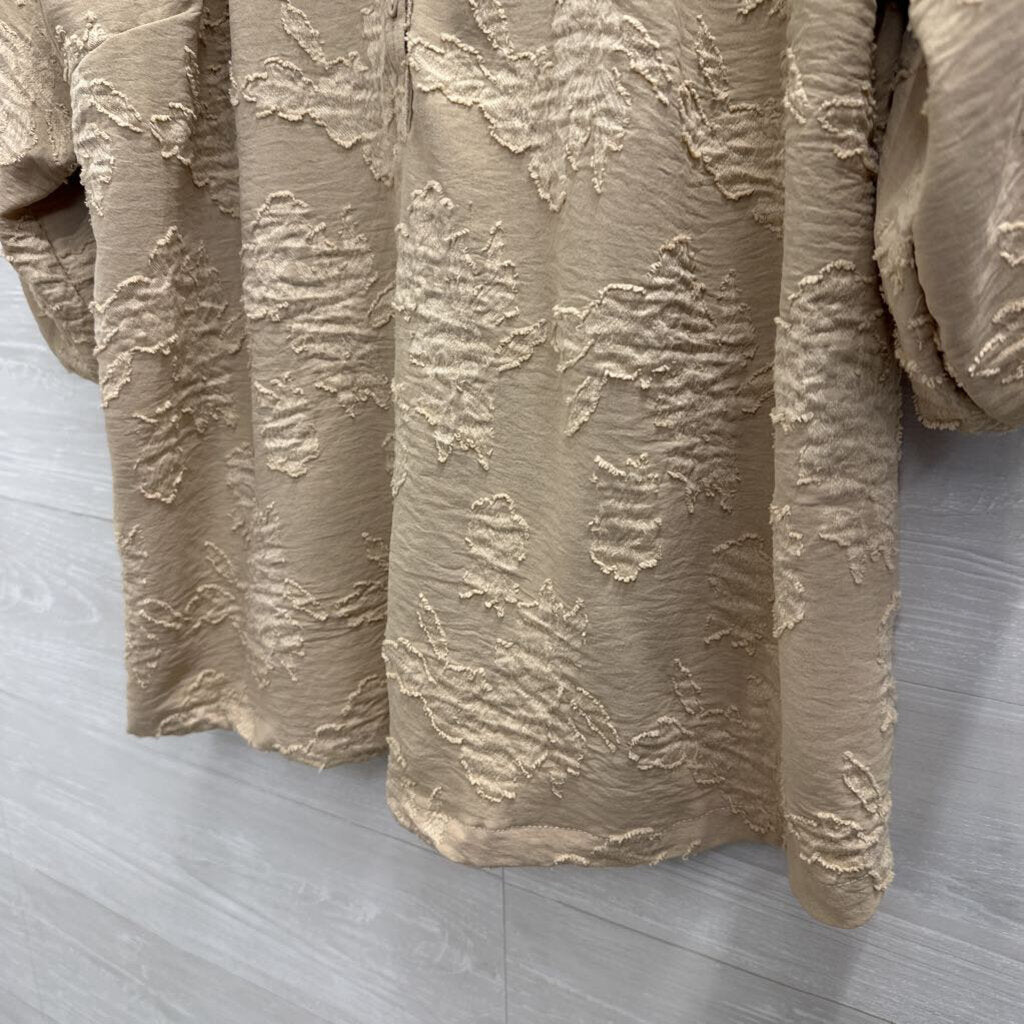 Umgee Brown Textured Print Long Sleeve Top Extra Large