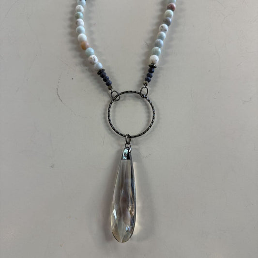 Bronze/ Multi Beaded Clear Pendant Necklace