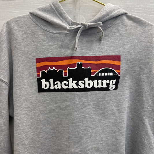 Grey/ Multi Cropped Blackburg Graphic Hoodie Medium