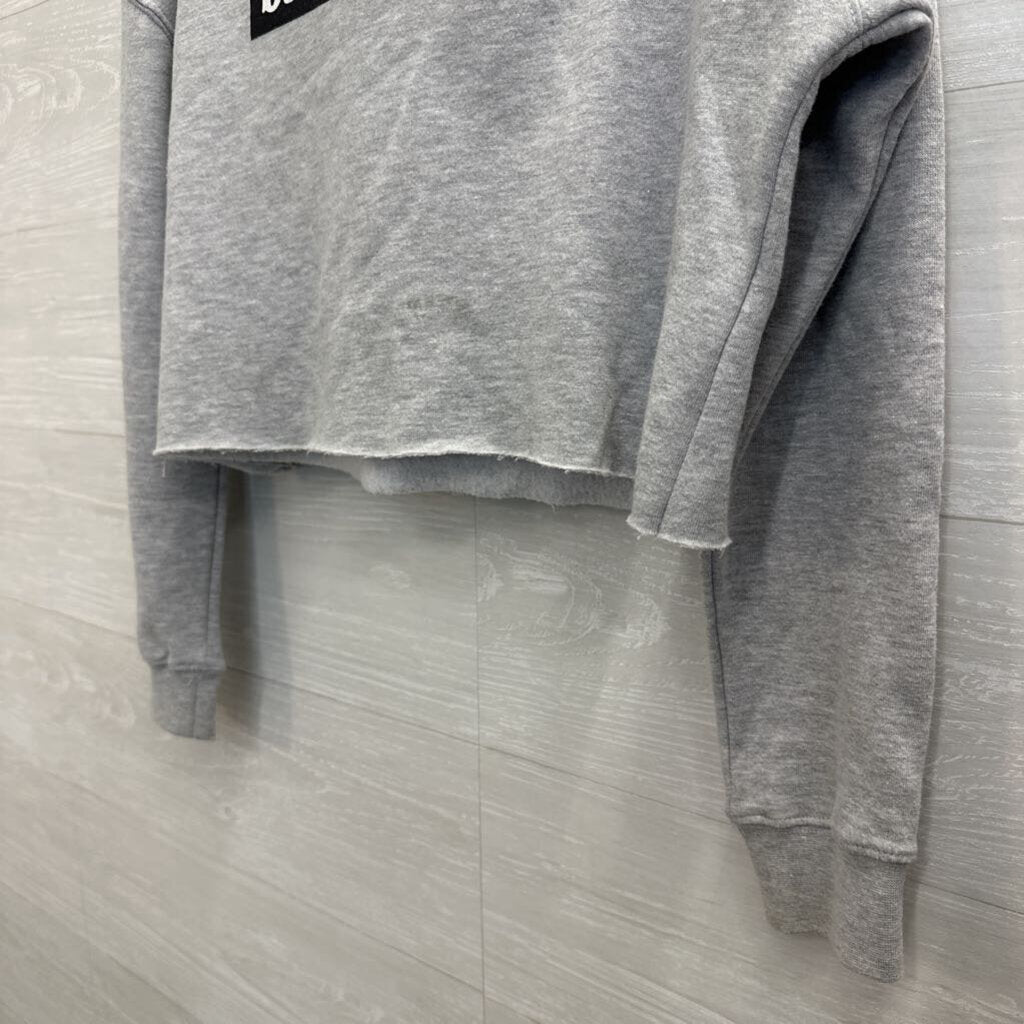 Grey/ Multi Cropped Blackburg Graphic Hoodie Medium