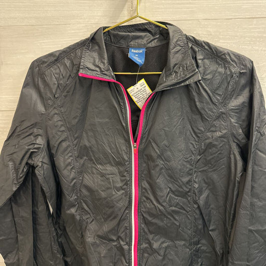 Reebok Black/ Hot Pink Zipper Zip Up Windbreaker Jacket Medium