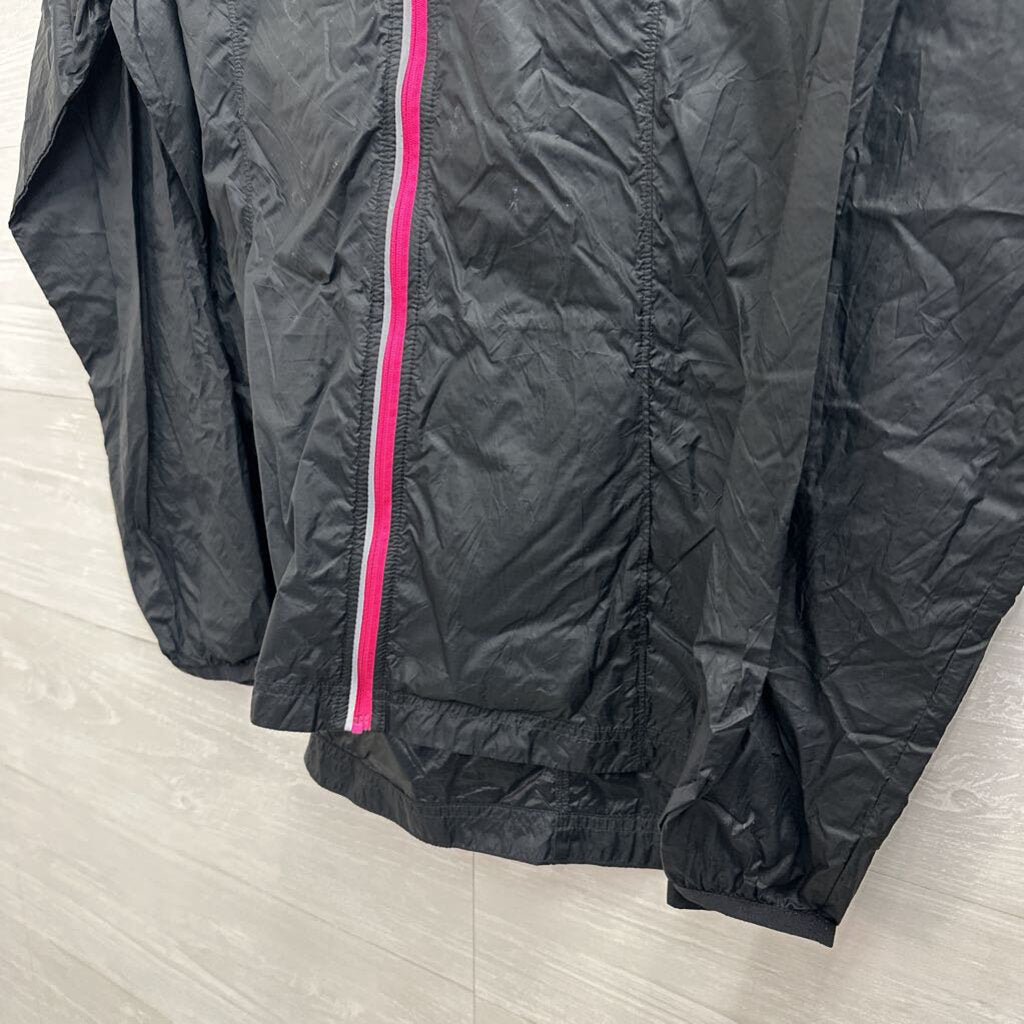 Reebok Black/ Hot Pink Zipper Zip Up Windbreaker Jacket Medium