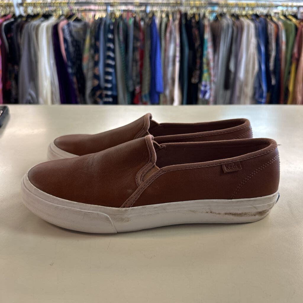 Keds Brown Leather Slip On Sneakers 9