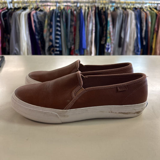 Keds Brown Leather Slip On Sneakers 9