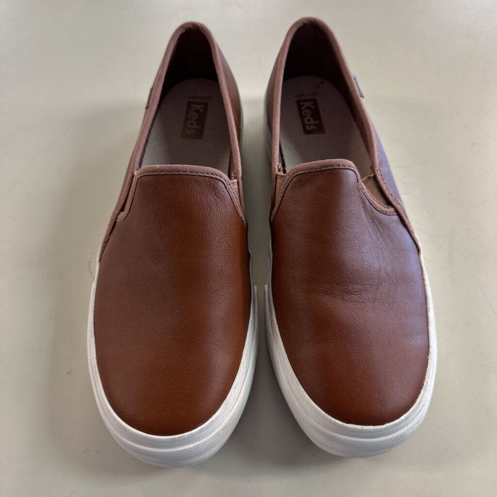 Keds Brown Leather Slip On Sneakers 9