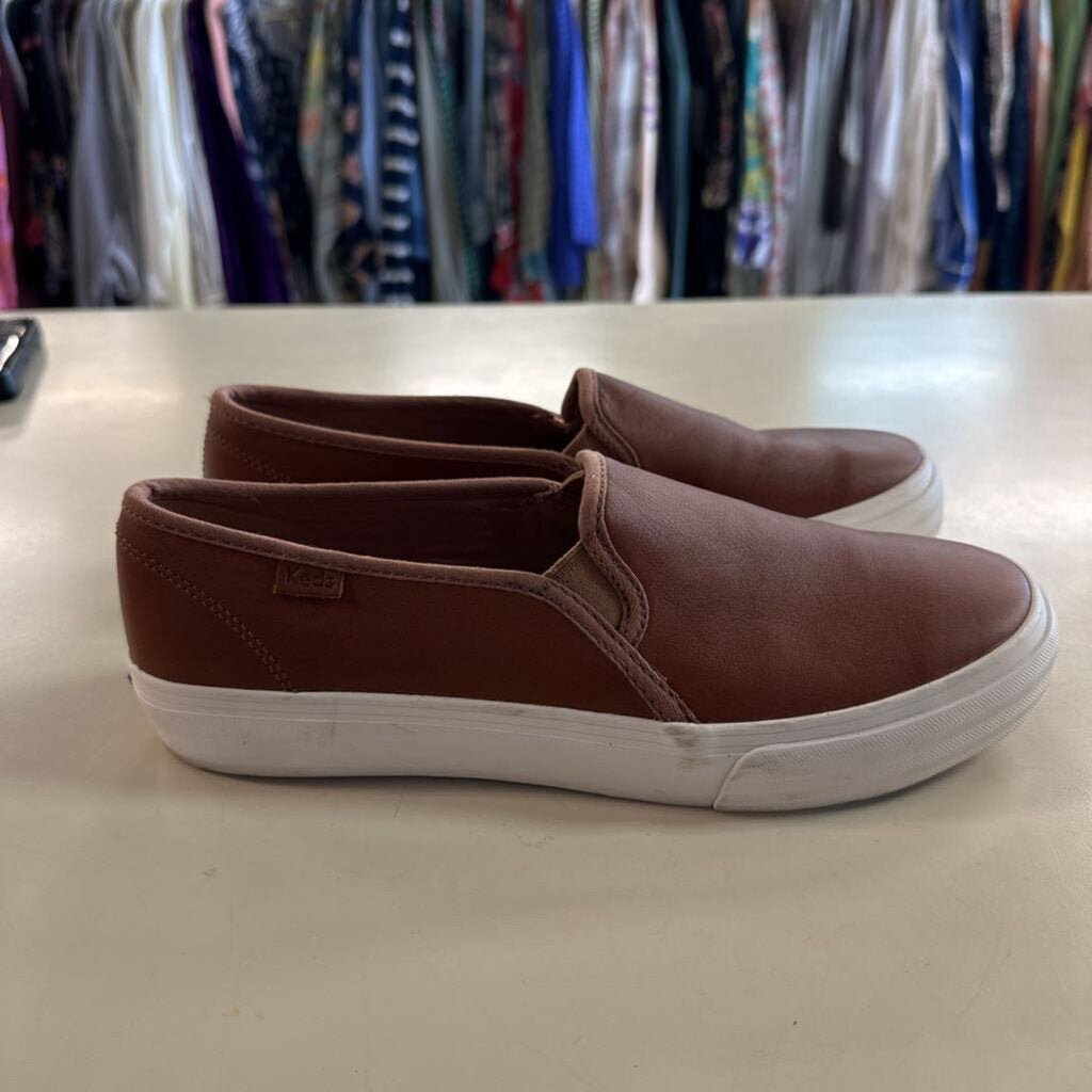Keds Brown Leather Slip On Sneakers 9