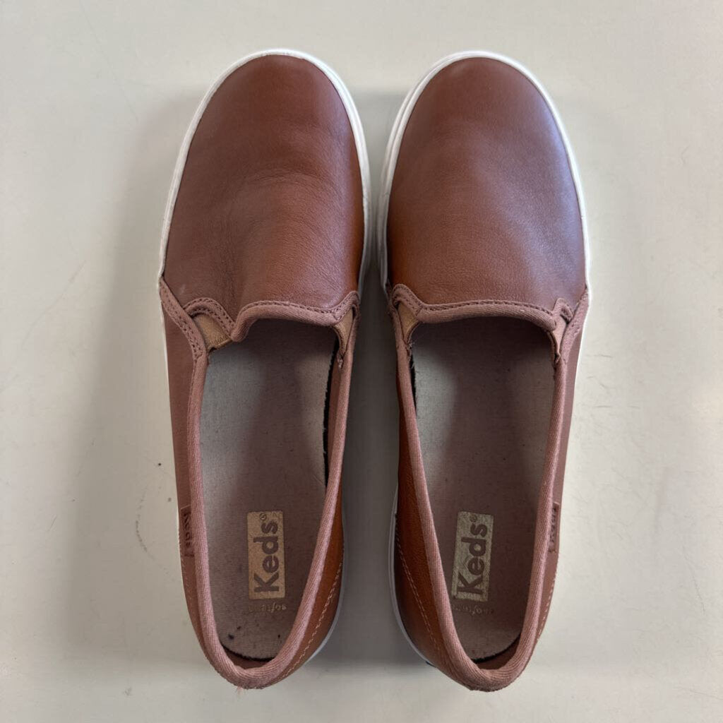 Keds Brown Leather Slip On Sneakers 9