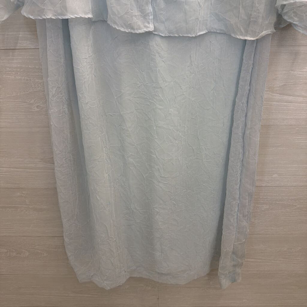 Citi Dress Blue Crinkle Maxi Dress/ Sheer Jacket Set Large