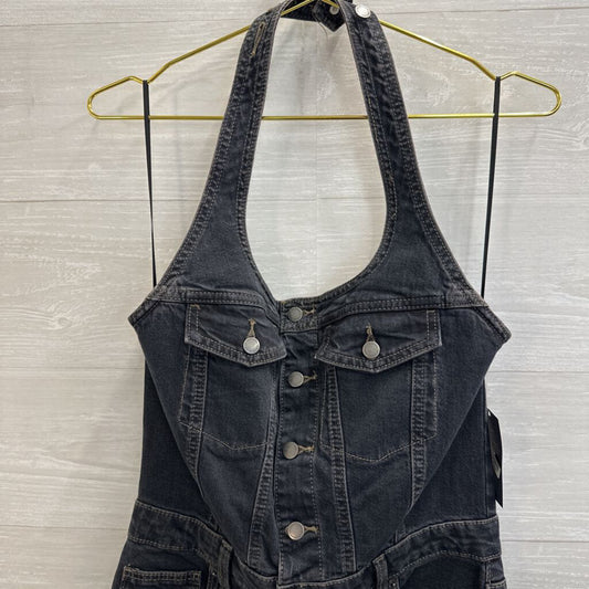 Dark Blue Denim Halter Neck Midi Dress 8