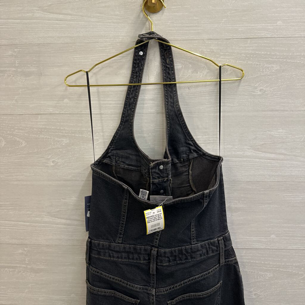 Dark Blue Denim Halter Neck Midi Dress 8