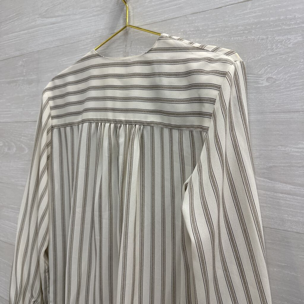 Vintage Liz Claiborne White Striped Long Sleeve Button Front Top 6