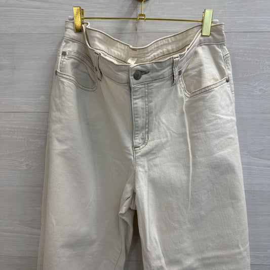 Eileen Fisher Cream Wide Leg Denim Jeans 14