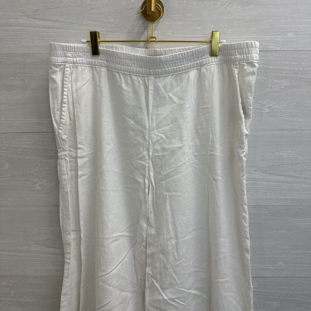 Caribbean Joe White Linen Blend Pull On Pants Large