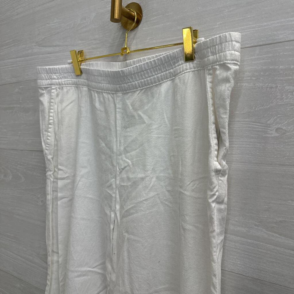 Caribbean Joe White Linen Blend Pull On Pants Large
