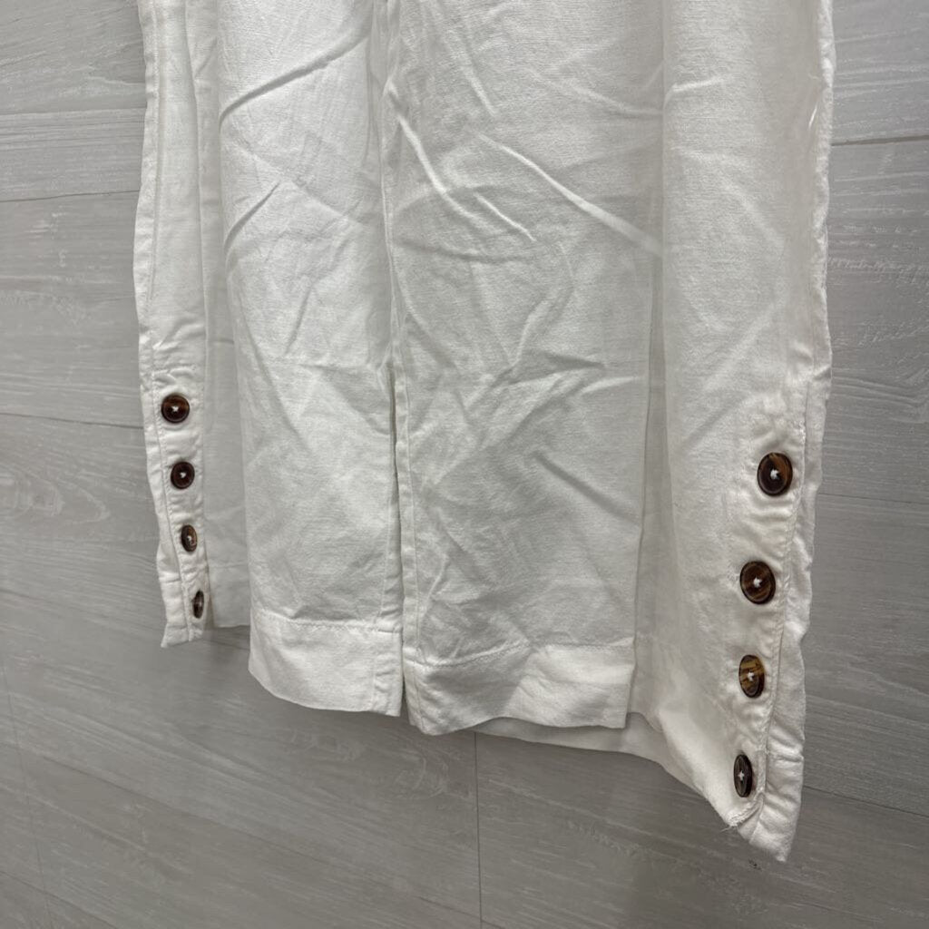 Caribbean Joe White Linen Blend Pull On Pants Large