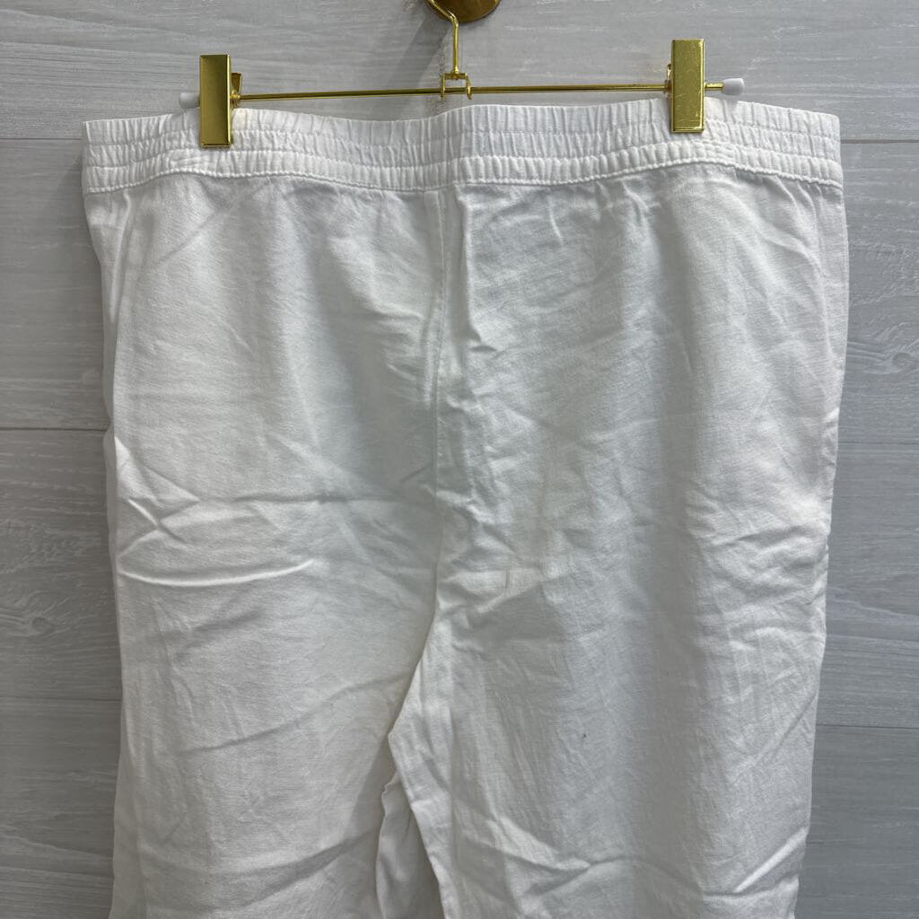 Caribbean Joe White Linen Blend Pull On Pants Large