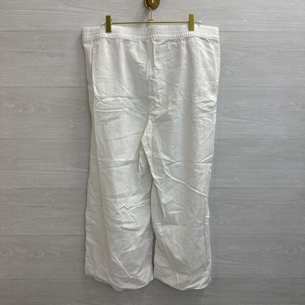 Caribbean Joe White Linen Blend Pull On Pants Large