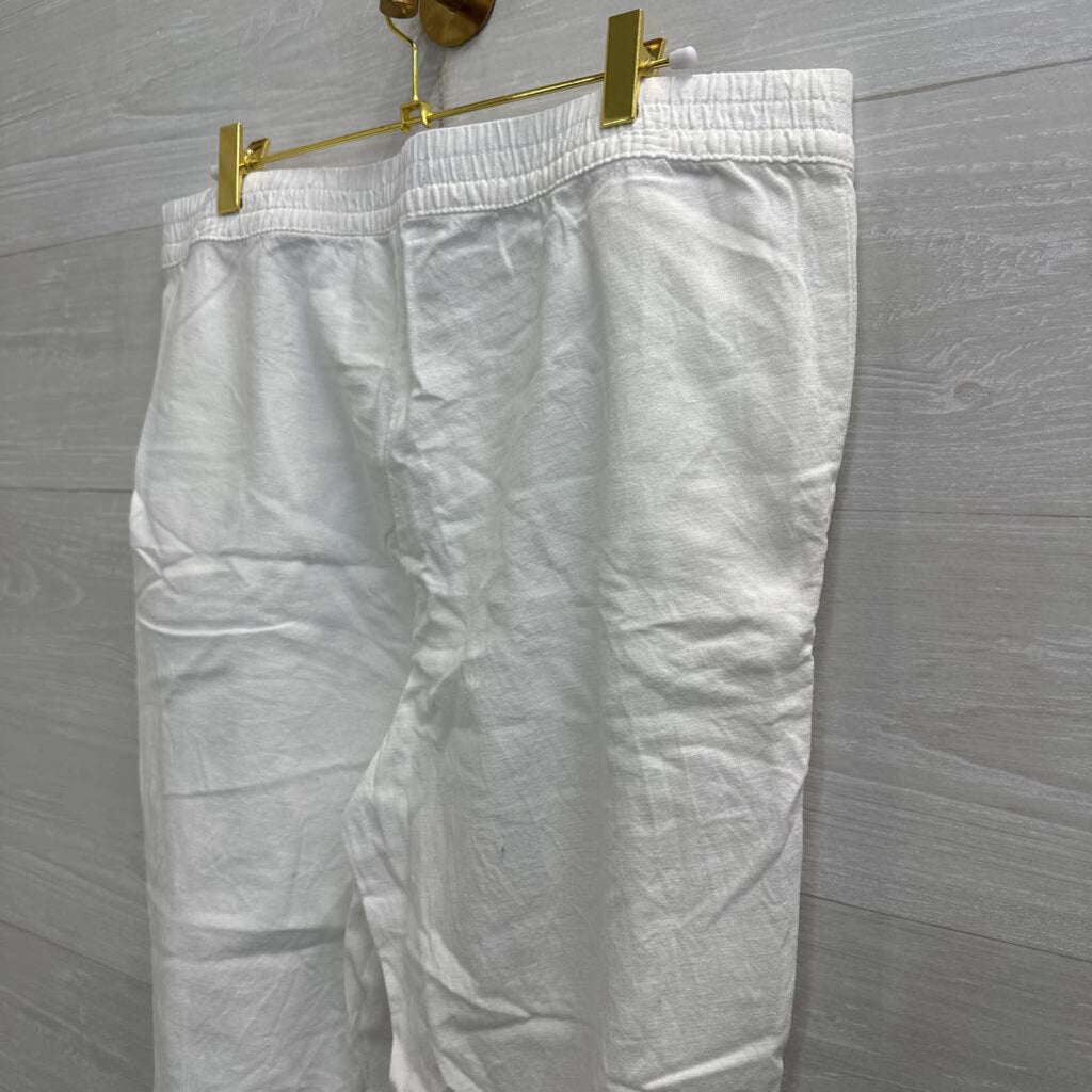 Caribbean Joe White Linen Blend Pull On Pants Large