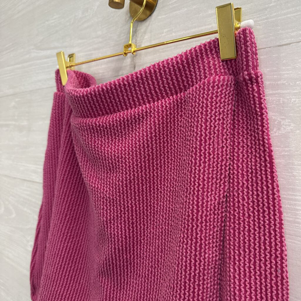 Wasabi and Mint Pink Textured Faux Wrap Skort Large