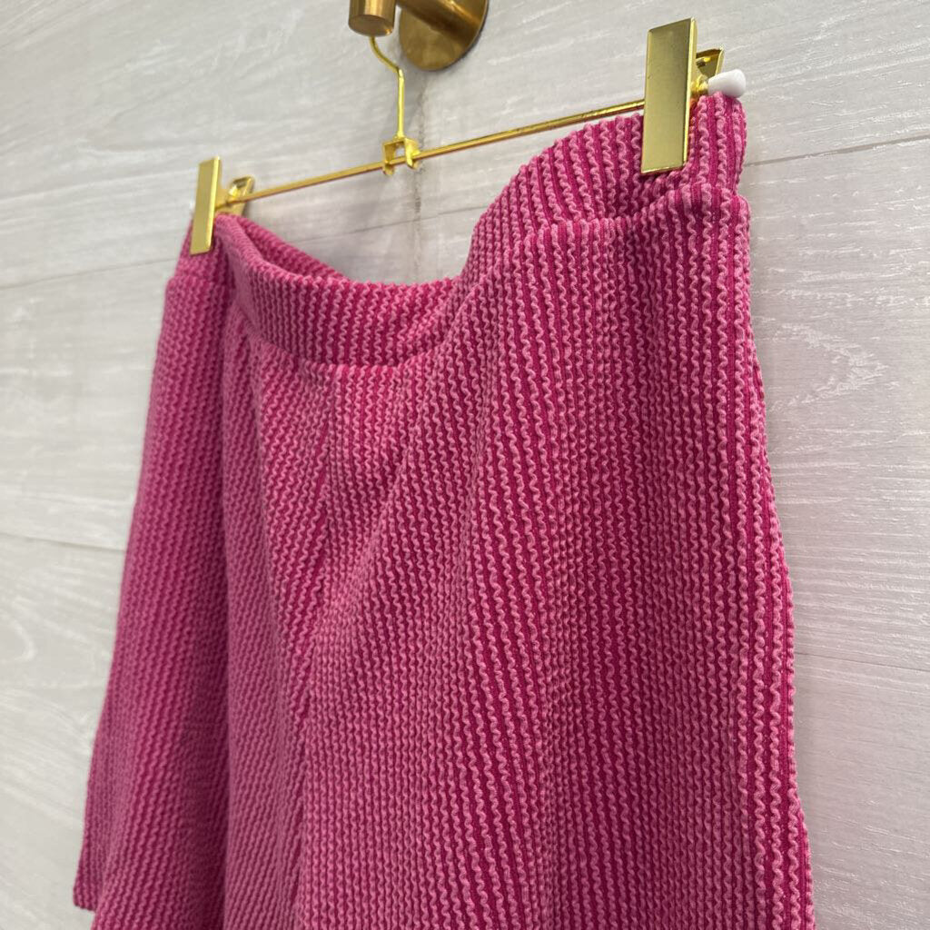 Wasabi and Mint Pink Textured Faux Wrap Skort Large
